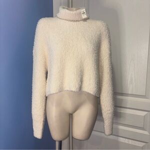 Aerie White Cowl Neck Cropped Sweater